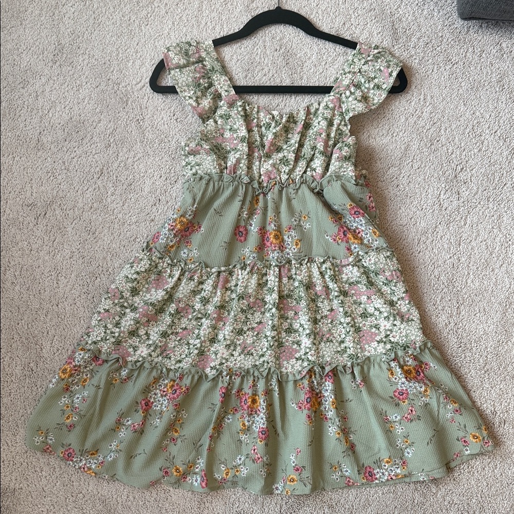 Speechless Green Floral Kids Dress